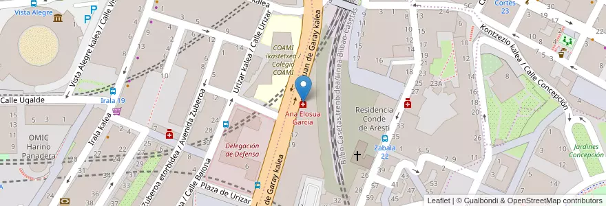 Mapa de ubicacion de Ana Elosua Garcia en İspanya, Bask Bölgesi, Bizkaia, Bilboaldea, Bilbao.