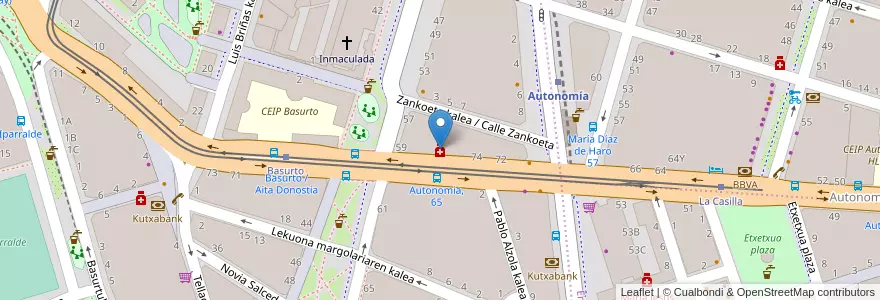 Mapa de ubicacion de Ana Mares San Sebastian en Испания, Страна Басков, Bizkaia, Bilboaldea, Бильбао.