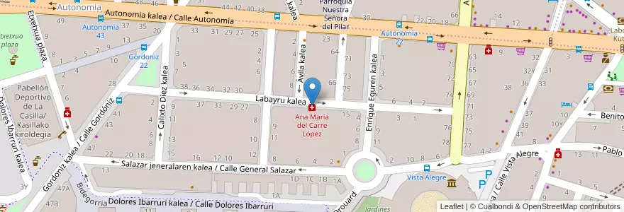Mapa de ubicacion de Ana María del Carre López en 西班牙, 巴斯克, 比斯开, Bilboaldea, 毕尔巴鄂.