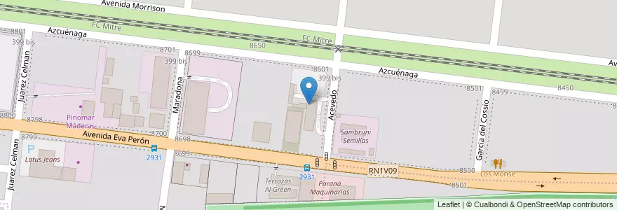 Mapa de ubicacion de Anabel Fisherton en アルゼンチン, サンタフェ州, Departamento Rosario, Municipio De Rosario, ロサリオ.