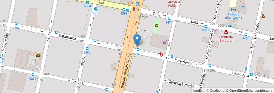 Mapa de ubicacion de Anaborrel en アルゼンチン, サンタフェ州, Departamento Rosario, Municipio De Rosario, ロサリオ.