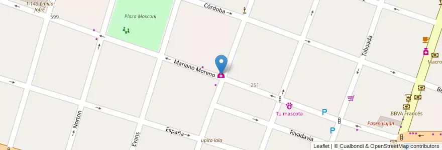Mapa de ubicacion de Análisis clínicos en Arjantin, Şili, Mendoza, Departamento Luján De Cuyo, Luján De Cuyo, Distrito Ciudad De Luján De Cuyo.