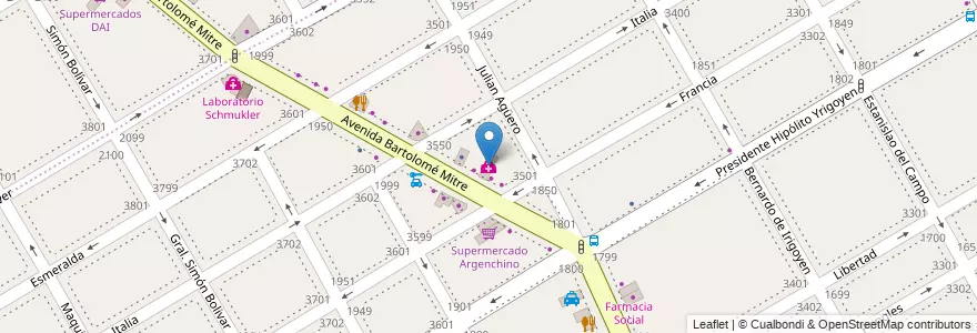 Mapa de ubicacion de Analisis Clinicos en Аргентина, Буэнос-Айрес, Partido De Vicente López, Vicente López.