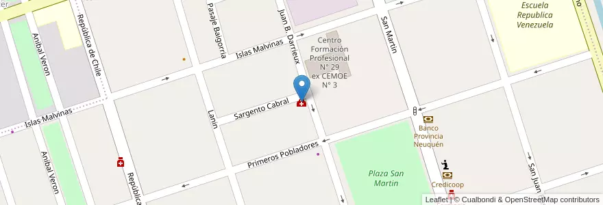 Mapa de ubicacion de Analisis Clinicos en Argentina, Cile, Provincia Di Neuquén, Departamento Confluencia, Centenario.