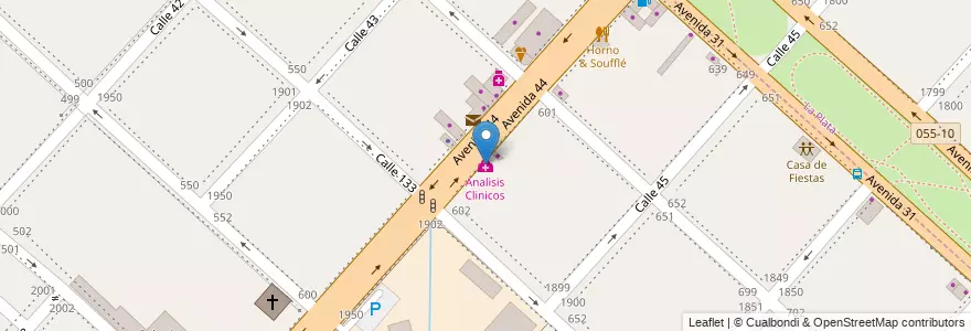 Mapa de ubicacion de Analisis Clinicos, San Carlos en Argentina, Buenos Aires, Partido De La Plata, San Carlos.