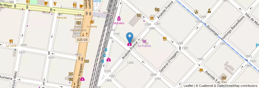 Mapa de ubicacion de Analysis Clinicos del Sur McDonald's en Argentinien, Provinz Buenos Aires, Partido De Lanús, Lanús Este.