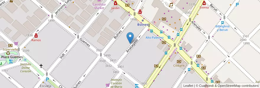 Mapa de ubicacion de Anasagasti Bar, Palermo en Argentinien, Ciudad Autónoma De Buenos Aires, Buenos Aires, Comuna 14.