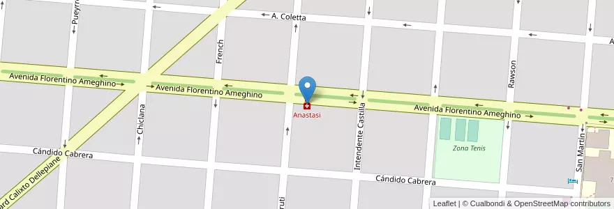 Mapa de ubicacion de Anastasi en Arjantin, Buenos Aires, Partido De Campana.