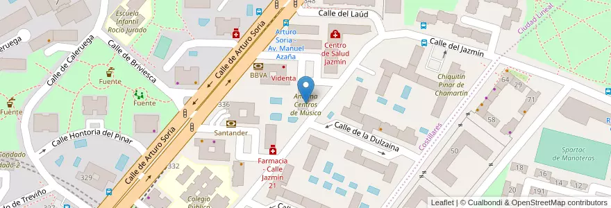 Mapa de ubicacion de Andana Centros de Música en Spanien, Autonome Gemeinschaft Madrid, Autonome Gemeinschaft Madrid, Área Metropolitana De Madrid Y Corredor Del Henares, Madrid.