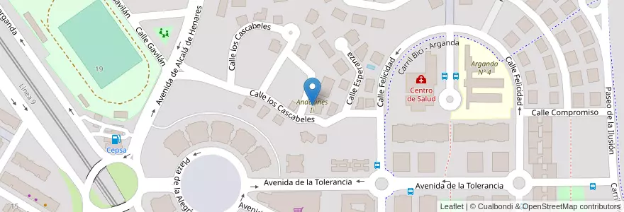Mapa de ubicacion de Andarines Ii en Sepanyol, Comunidad De Madrid, Comunidad De Madrid, Cuenca Del Henares, Arganda Del Rey.