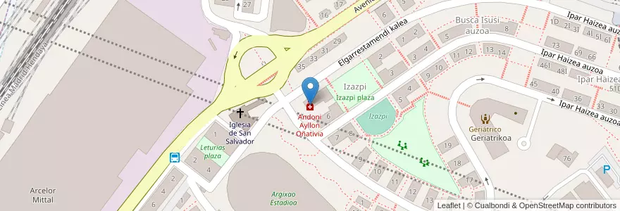Mapa de ubicacion de Andoni Ayllon Oñativia en اسپانیا, Euskadi, Gipuzkoa, Goierri, Zumarraga.