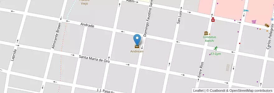 Mapa de ubicacion de Andreani en 아르헨티나, 엔트레리오스주, Departamento Concordia, Distrito Suburbios, Concordia, Concordia.