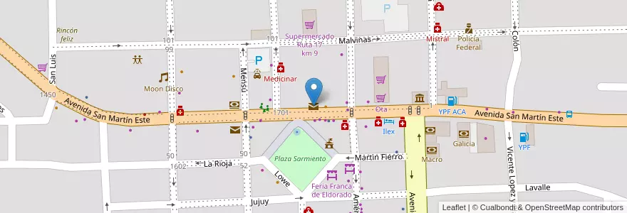 Mapa de ubicacion de Andreani en アルゼンチン, ミシオネス州, Departamento Eldorado, Municipio De Eldorado, Eldorado.