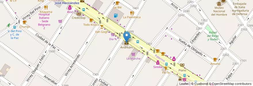 Mapa de ubicacion de Andreani, Colegiales en الأرجنتين, Ciudad Autónoma De Buenos Aires, Buenos Aires, Comuna 13.