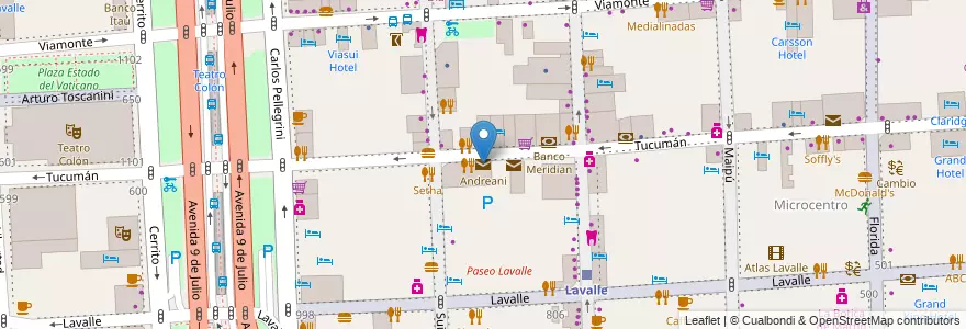 Mapa de ubicacion de Andreani, San Nicolas en آرژانتین, Ciudad Autónoma De Buenos Aires, Comuna 1, Buenos Aires.