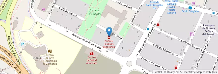 Mapa de ubicacion de Andreu Fauquet, Esperanza en 스페인, Aragón, 사라고사, Zaragoza, 사라고사.