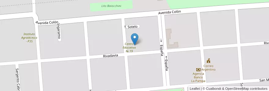Mapa de ubicacion de Anexo al Centro Provincial de Formación Profesional Nº 11 en Rancúl en アルゼンチン, ラ・パンパ州, Departamento Rancul, Municipio De Rancul.