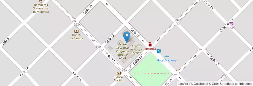 Mapa de ubicacion de Anexo al Centro Provincial de Formación Profesional Nº 8 en Victorica en アルゼンチン, ラ・パンパ州, Municipio De Victorica, Departamento Loventué, Victorica.