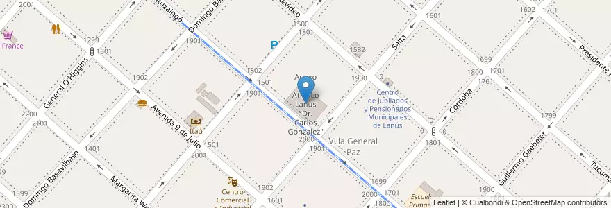 Mapa de ubicacion de Anexo Club Atletico Lanus "Dr. Carlos Gonzalez" en 阿根廷, 布宜诺斯艾利斯省, Partido De Lanús, Lanús Este.