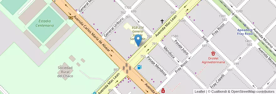 Mapa de ubicacion de Anexo EEE Nº 4 en Аргентина, Чако, Departamento San Fernando, Ресистенсия, Resistencia.