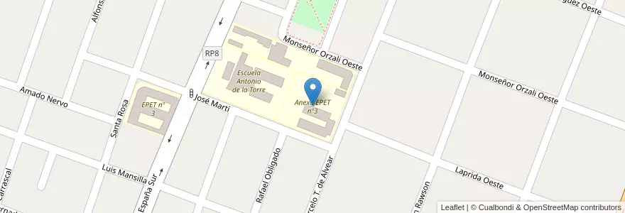 Mapa de ubicacion de Anexo EPET nº3 en Argentinië, San Juan, Chili, Rawson.