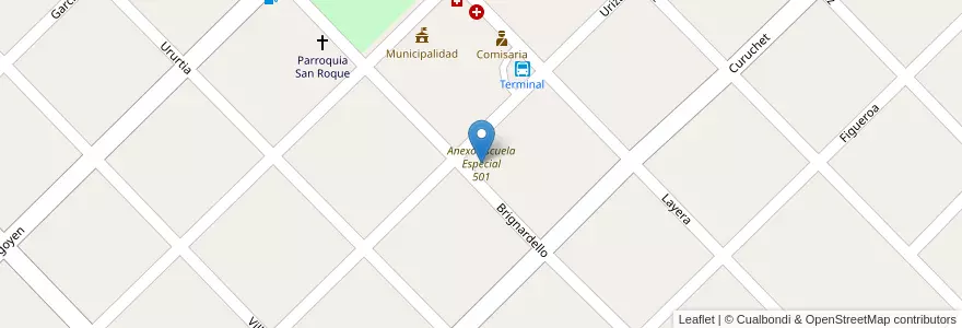 Mapa de ubicacion de Anexo Escuela Especial 501 en Arjantin, Buenos Aires, Partido De Leandro N. Alem.