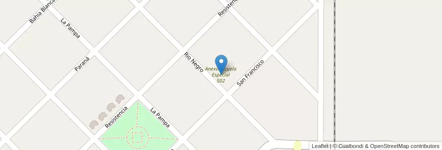 Mapa de ubicacion de Anexo Escuela Especial 502 en Argentinië, Buenos Aires, Partido De Patagones, Stroeder.