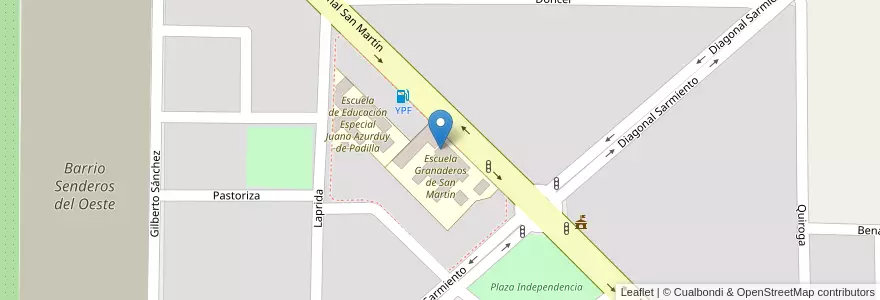 Mapa de ubicacion de Anexo Escuela Nocturna Dr. Ricardo Balbín en 아르헨티나, San Juan, 칠레, 9 De Julio.