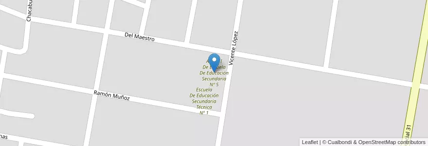 Mapa de ubicacion de Anexo I De Escuela De Educación Secundaria Nº 5 en Argentine, Province De Buenos Aires, Partido De Carmen De Areco, Carmen De Areco.