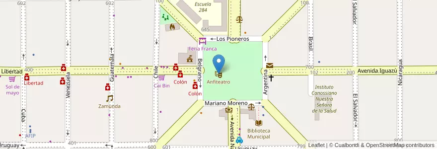 Mapa de ubicacion de Anfiteatro en Argentina, Misiones, Departamento San Ignacio, Municipio De Jardín América.