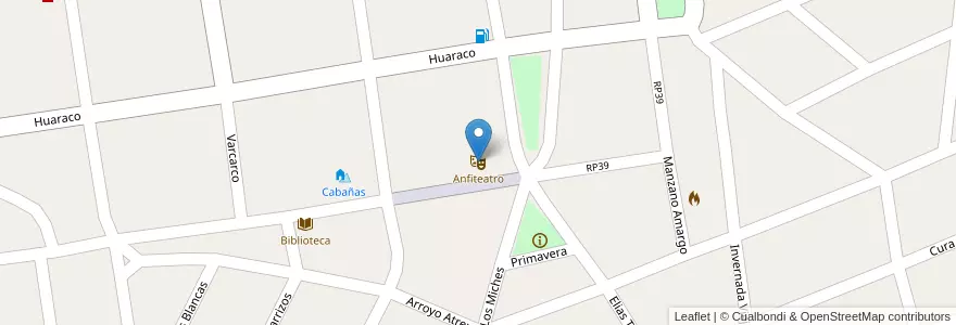 Mapa de ubicacion de Anfiteatro en Arjantin, Şili, Neuquén, Departamento Minas, Andacollo.
