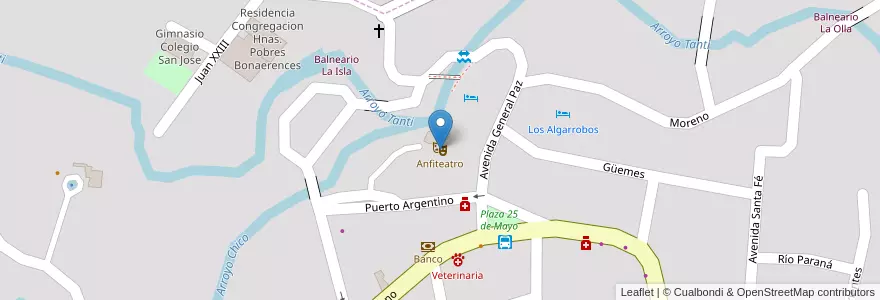 Mapa de ubicacion de Anfiteatro en Argentinië, Córdoba, Departamento Punilla, Pedanía San Roque, Municipio De Tanti, Tanti.