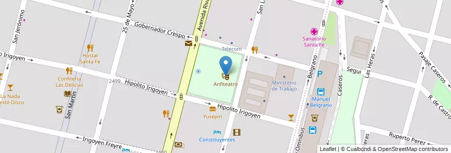 Mapa de ubicacion de Anfiteatro en Arjantin, Santa Fe, Departamento La Capital, Santa Fe Capital, Santa Fe.