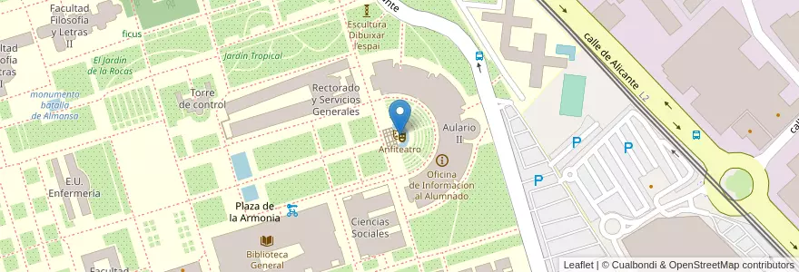 Mapa de ubicacion de Anfiteatro en Espanha, Comunidade Valenciana, Alacant / Alicante, L'Alacantí.
