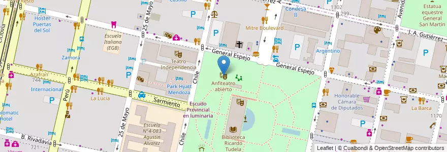 Mapa de ubicacion de Anfiteatro abierto en آرژانتین, شیلی, Mendoza, Departamento Capital, Ciudad De Mendoza.