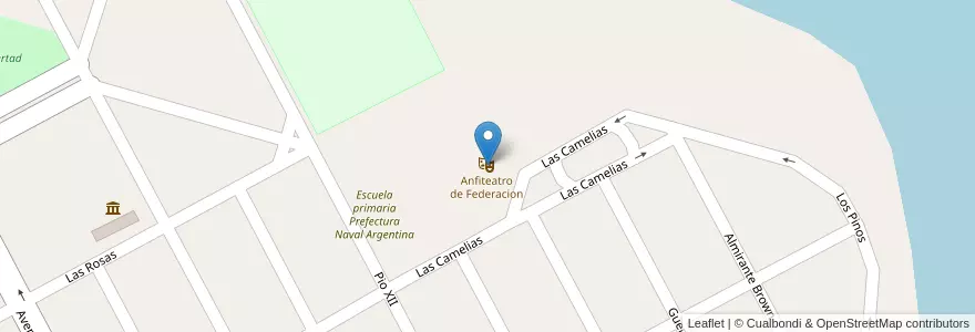 Mapa de ubicacion de Anfiteatro de Federacion en アルゼンチン, エントレ・リオス州, Departamento Federación, Distrito Gualeguaycito, Federación.