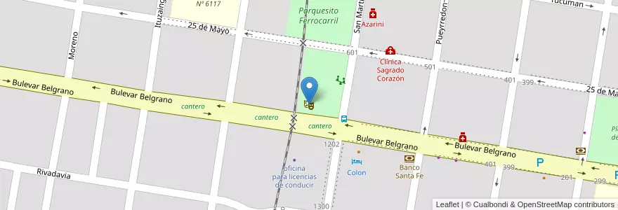 Mapa de ubicacion de Anfiteatro Municipal en Arjantin, Santa Fe, Departamento Vera, Municipio De Calchaquí.