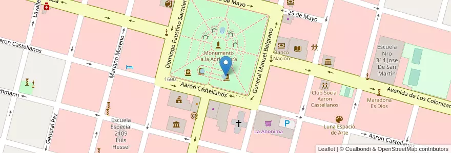 Mapa de ubicacion de Anfiteatro Municipal en Аргентина, Санта-Фе, Departamento Las Colonias, Municipio De Esperanza, Esperanza.