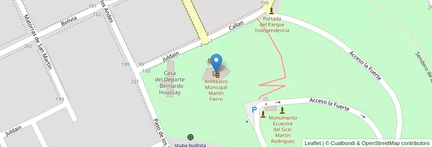 Mapa de ubicacion de Anfiteatro Municipal Martín Fierro en Arjantin, Buenos Aires, Partido De Tandil, Tandil.