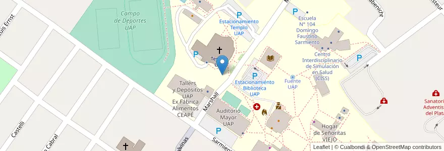 Mapa de ubicacion de Anfiteatro Reuniones Templo UAP en Аргентина, Междуречье, Departamento Diamante, Libertador San Martín, Distrito Palmar.
