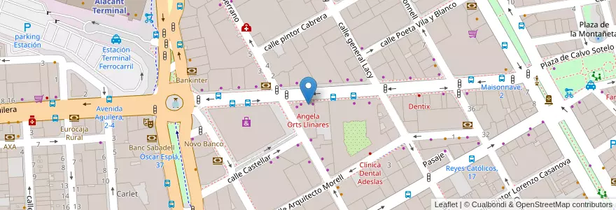 Mapa de ubicacion de Angela Orts Llinares en スペイン, バレンシア州, Alacant / Alicante, L'Alacantí, Alacant / Alicante.