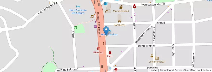 Mapa de ubicacion de Angélica en Arjantin, Córdoba, Departamento Punilla, Pedanía San Antonio, Municipio De Villa Giardino, Villa Giardino.