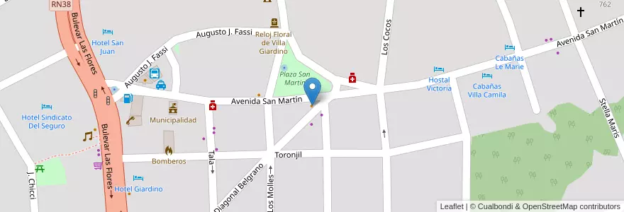 Mapa de ubicacion de Angélica en Аргентина, Кордова, Departamento Punilla, Pedanía San Antonio, Municipio De Villa Giardino, Villa Giardino.