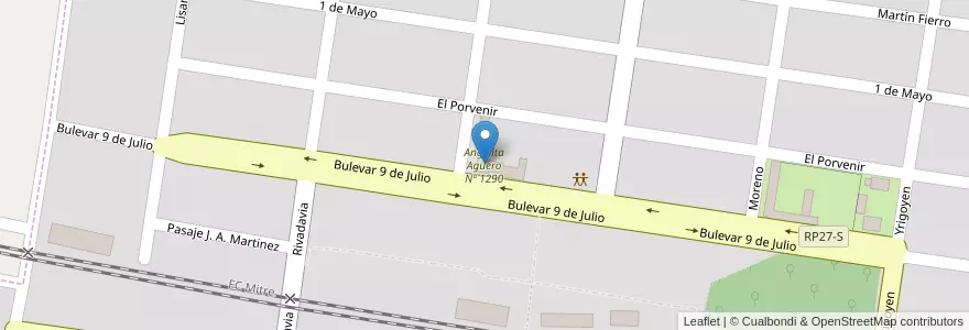 Mapa de ubicacion de Angelita Agüero Nº 1290 en Argentinien, Santa Fe, Departamento Iriondo, Municipio De Correa, Correa.