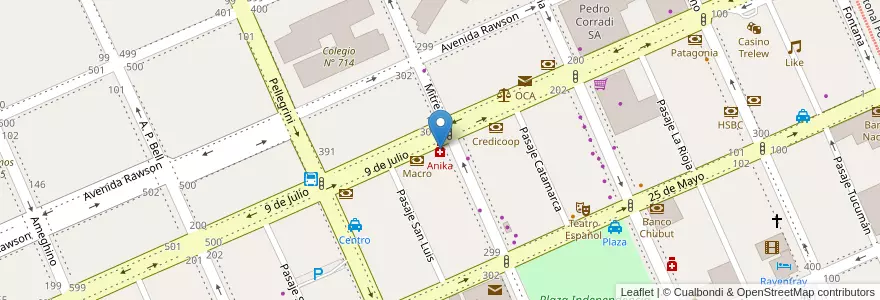 Mapa de ubicacion de Anika en الأرجنتين, شوبوت, Trelew, Departamento Rawson.