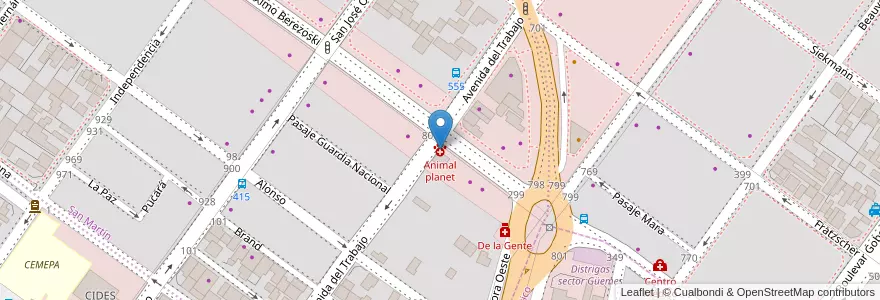 Mapa de ubicacion de Animal planet en Arjantin, Şili, Santa Cruz, Mercado De La Ciudad, Deseado, Caleta Olivia.