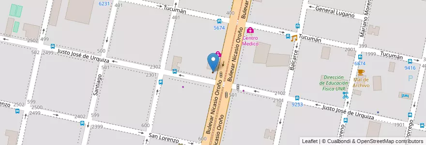 Mapa de ubicacion de Años Felices en アルゼンチン, サンタフェ州, Departamento Rosario, Municipio De Rosario, ロサリオ.