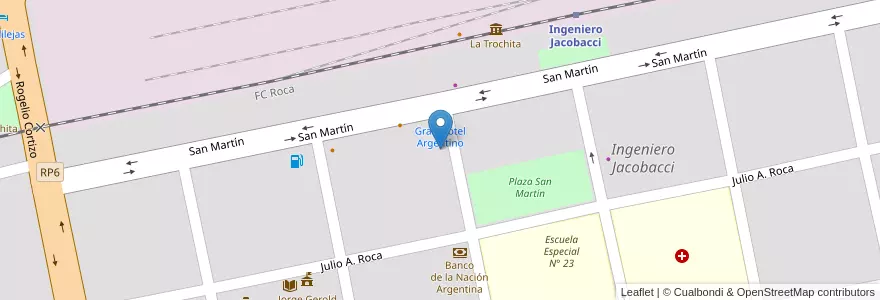 Mapa de ubicacion de ANSES en Arjantin, Şili, Río Negro, Departamento Veinticinco De Mayo, Ingeniero Jacobacci.