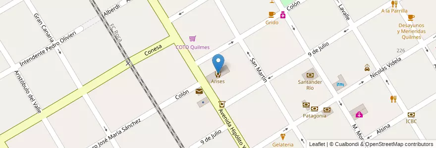 Mapa de ubicacion de Anses en アルゼンチン, ブエノスアイレス州, Partido De Quilmes, Quilmes.