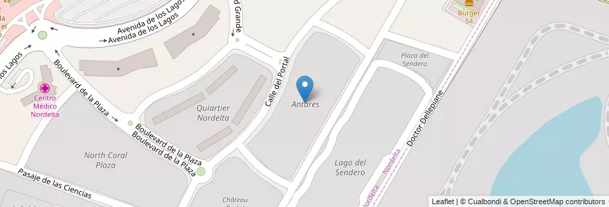 Mapa de ubicacion de Antares en 阿根廷, 布宜诺斯艾利斯省, Partido De Tigre, Nordelta.